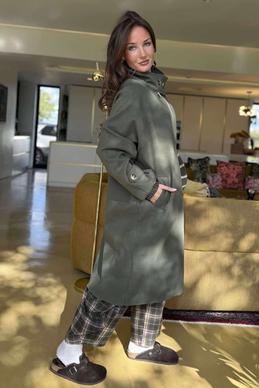 Sonn Funnel Neck Coat Khaki